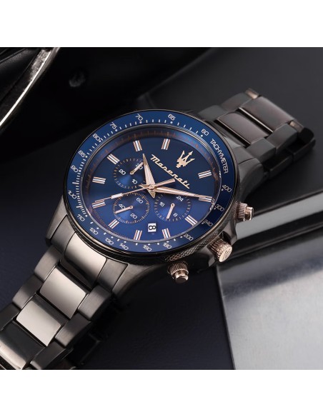 Orologio MASERATI uomo Sfida crono gun / blu - Special Kit