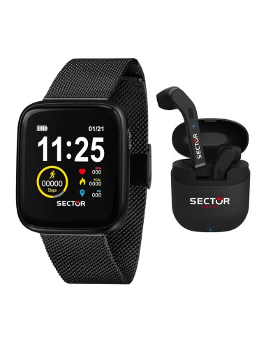 Smartwatch SECTOR S-04 multi funzione acciaio nero + cuffie