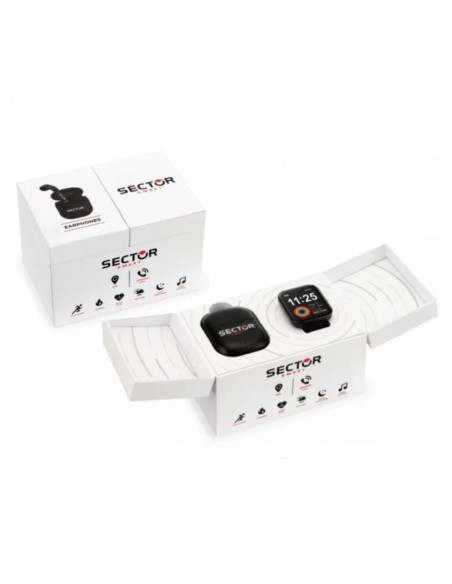 Smartwatch SECTOR S-04 multi funzione acciaio nero + cuffie