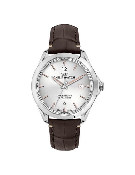 Orologio PHILIP WATCH uomo Blaze datario pelle marrone / silver