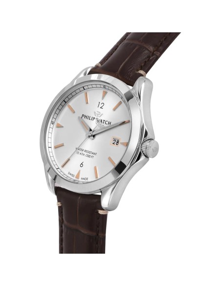 Orologio PHILIP WATCH uomo Blaze datario pelle marrone / silver