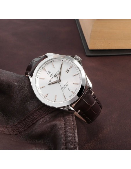 Orologio PHILIP WATCH uomo Blaze datario pelle marrone / silver