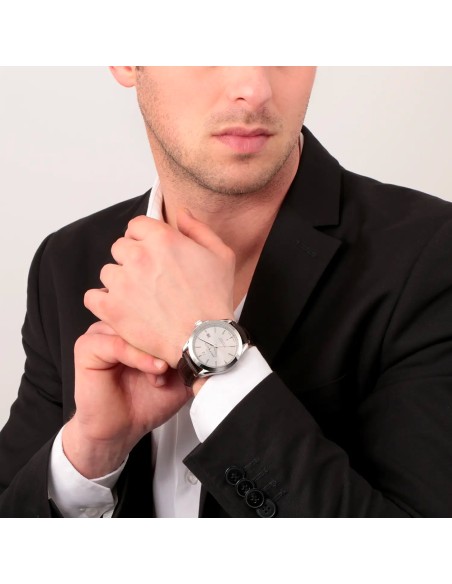 Orologio PHILIP WATCH uomo Blaze datario pelle marrone / silver
