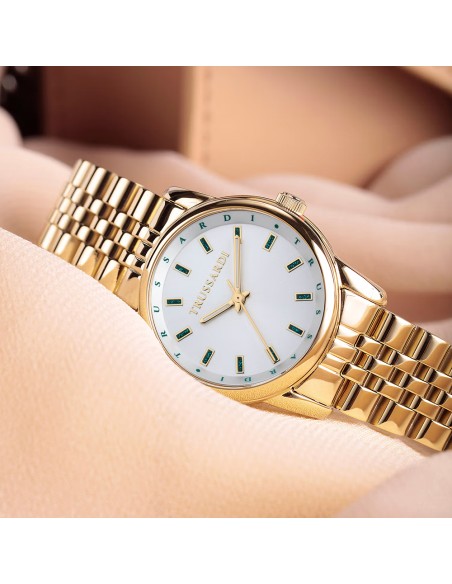 Orologio TRUSSARDI donna T-joy acciaio dorato / bianco