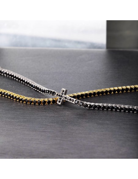 Bracciale MORELLATO uomo Tennis argento 925 / pietre nere