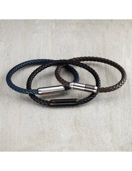 Bracciale SECTOR uomo Bandy pelle blu / acciaio (SZV105)