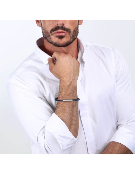 Bracciale SECTOR uomo Bandy pelle blu / acciaio (SZV105)