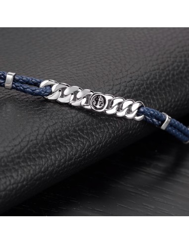 Bracciale SECTOR uomo Bandy pelle blu / ancora