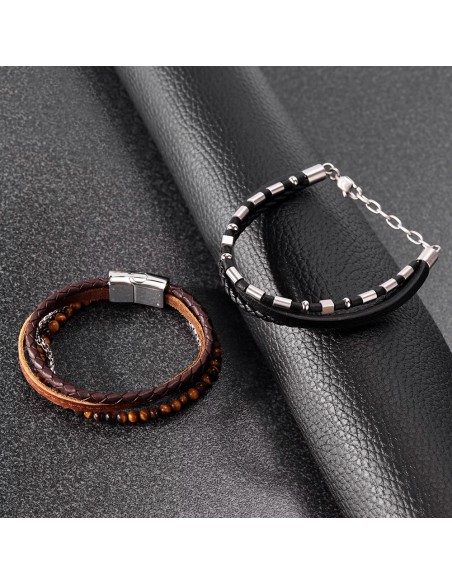 Bracciale SECTOR uomo Bandy pelle nero wood
