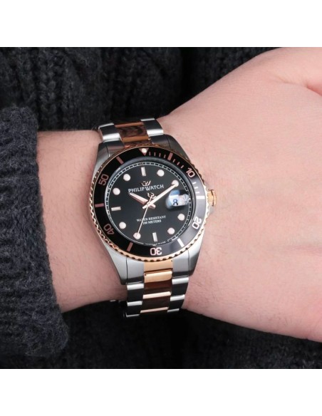Orologio PHILIP WATCH uomo Caribe bicolore acciaio / nero