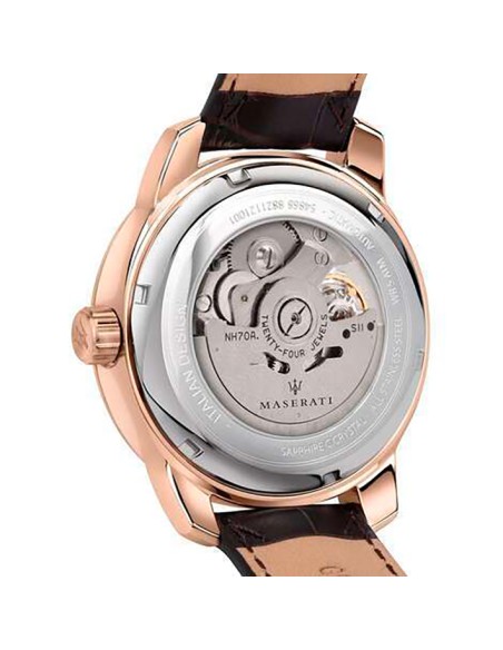 Orologio MASERATI uomo Successo Automatico pelle marrone / oro rosa