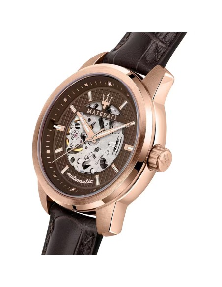 Orologio MASERATI uomo Successo Automatico pelle marrone / oro rosa