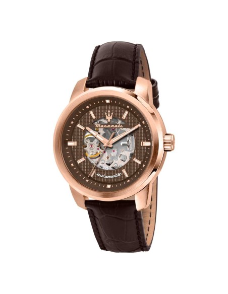 Orologio MASERATI uomo Successo Automatico pelle marrone / oro rosa