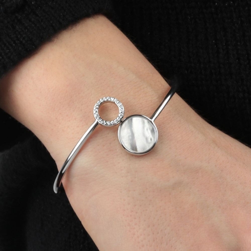 Morellato Perfetta cuff white mop zircons arg.925 donna SALX03