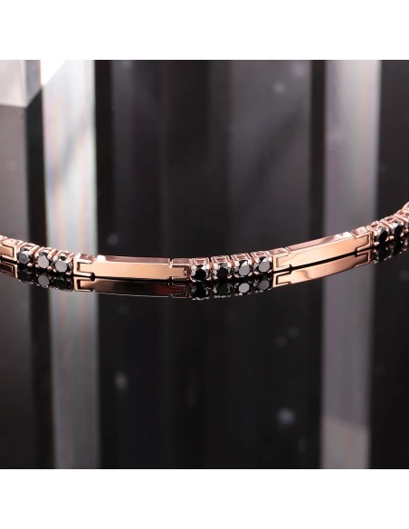 Bracciale MORELLATO uomo Tennis acciaio oro rosa / cristalli neri