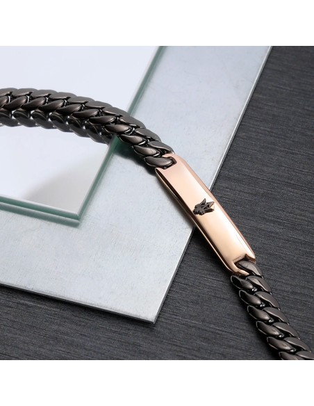 Bracciale MASERATI uomo acciaio brunito / tag oro rosa
