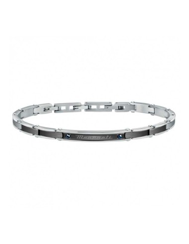 Bracciale MASERATI uomo Logo acciaio / tag nero