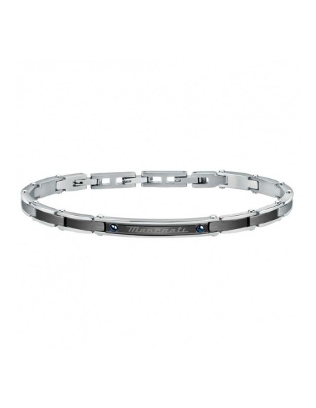 Bracciale MASERATI uomo Logo acciaio / tag nero
