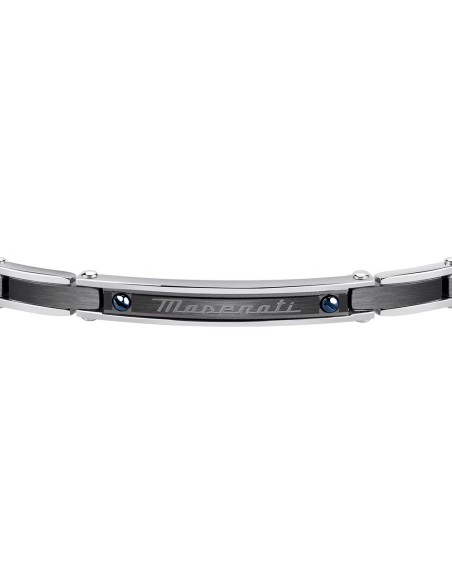 Bracciale MASERATI uomo Logo acciaio / tag nero