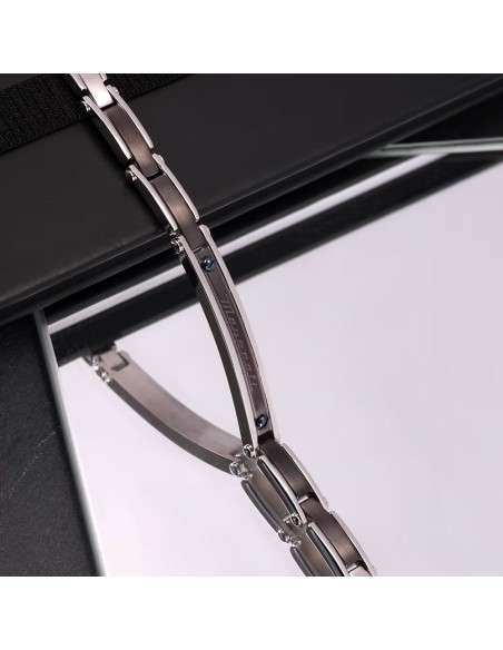 Bracciale MASERATI uomo Logo acciaio / tag nero