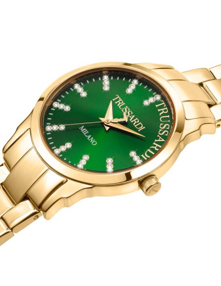 Orologio TRUSSARDI donna T-bent acciaio dorato / verde