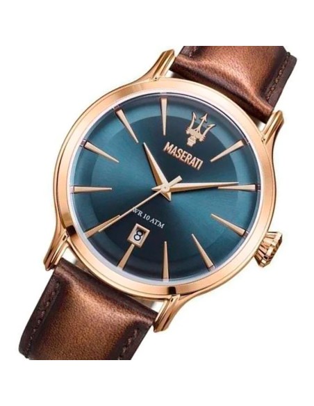 Orologio MASERATI uomo Epoca datario pelle marrone / blu