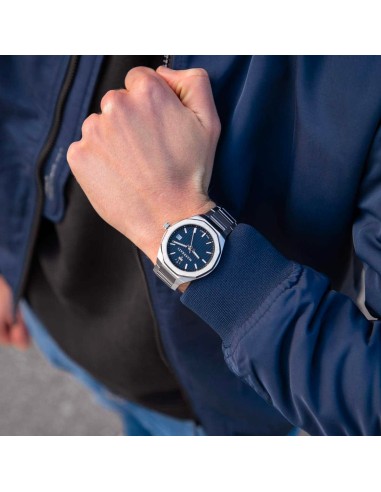 Orologio Uomo CRRJU Minimalista Con Datario, Movimento Giapponese Al Quarzo, Cinturino In Acciaio INOX Blu, Impermeabile 3ATM