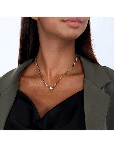 Collana MORELLATO donna Poetica acciaio dorato / cristallo bianco