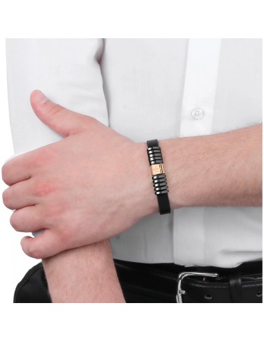 Bracciale MASERATI uomo pelle nero / acciaio