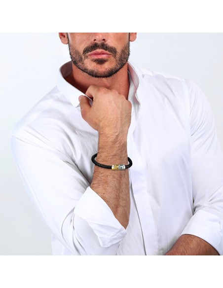Bracciale MORELLATO uomo Moody nero / acciaio / dorato