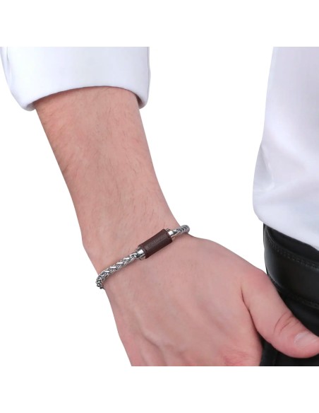 Bracciale MORELLATO uomo Mooby acciaio / pelle marrone