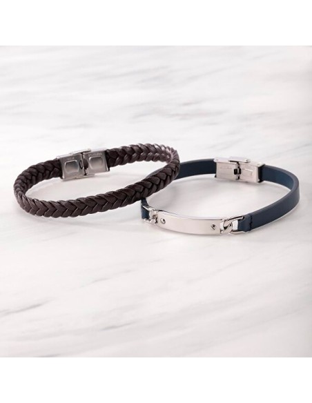 Bracciale MORELLATO uomo Moody pelle blu / acciaio