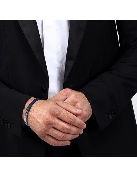 Bracciale MORELLATO uomo Moody pelle blu / acciaio