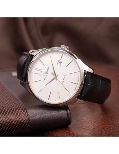 Orologio PHILIP WATCH uomo Roma Automatico pelle nero / bianco