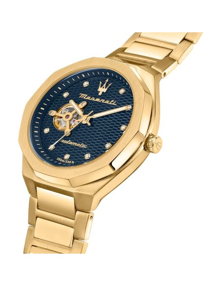 Orologio MASERATI uomo Stile Automatico acciaio dorato / nero