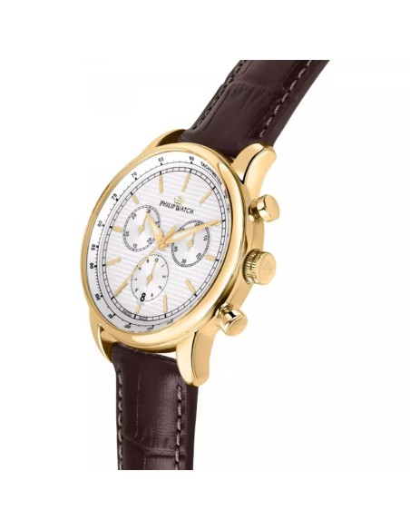 Orologio PHILIP WATCH uomo Anniversary crono pelle marrone / dorato