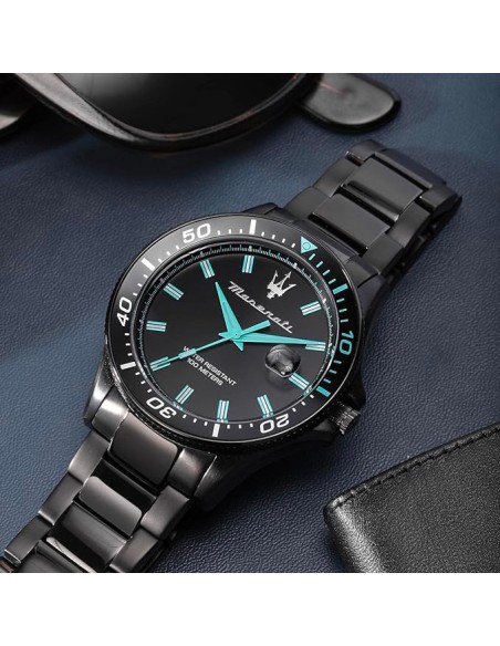 Orologio MASERATI uomo Sfida Aqua Edition data acciaio nero
