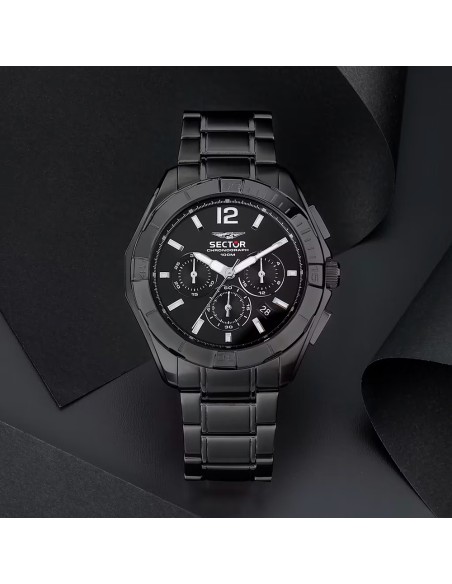 Orologio SECTOR uomo 790 cronografo acciaio total black