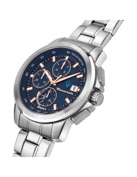 Orologio MASERATI uomo Successo Solar cronografo acciaio / blu