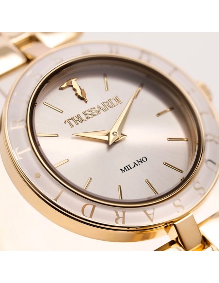 Orologio TRUSSARDI donna T-shiny tempo acciaio dorato / bianco