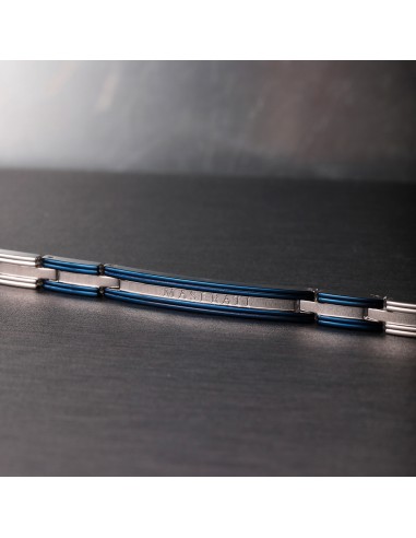 Bracciale MASERATI uomo Logo acciaio / blu