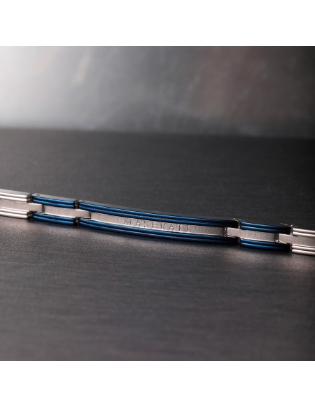 Bracciale MASERATI uomo Logo acciaio / blu