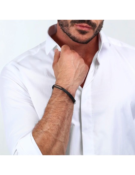 Bracciale MASERATI uomo Ricy in pelle riciclata e acciaio