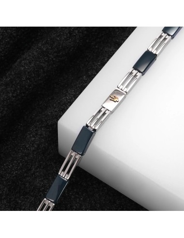 Bracciale MASERATI uomo Ceramic blu / logo dorato