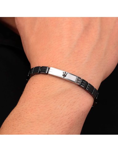 Bracciale MASERATI uomo acciaio e ceramica nera