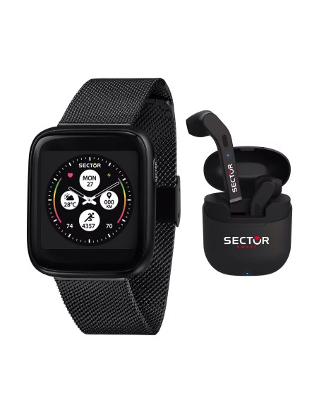 Smartwatch SECTOR S-04 acciaio mesh nero + cuffie wireless