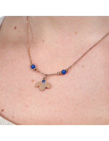 Collana MORELLATO donna Maia acciaio oro rosa / pietre blu