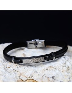 Bracciale SECTOR uomo Bandy pelle nero / acciaio 2