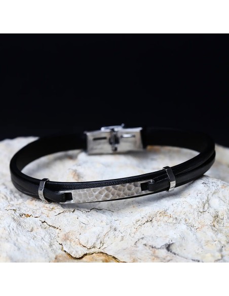 Bracciale SECTOR uomo Bandy pelle nero / acciaio