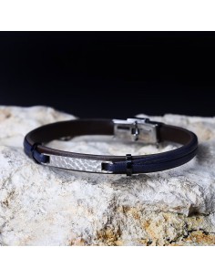 Bracciale SECTOR uomo Bandy pelle blu / acciaio 2
